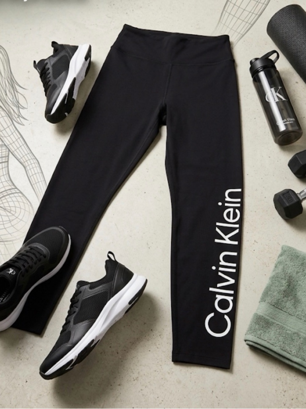 Calvin Klein Black Leggings with White Logo